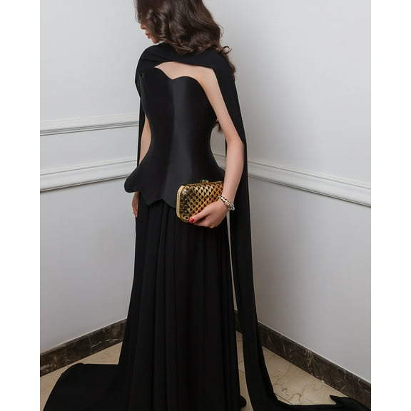 Elegant A-line Black Prom Gown Women Strapless Party Evening Dress Floor Length Formal Occasion Dresses customized