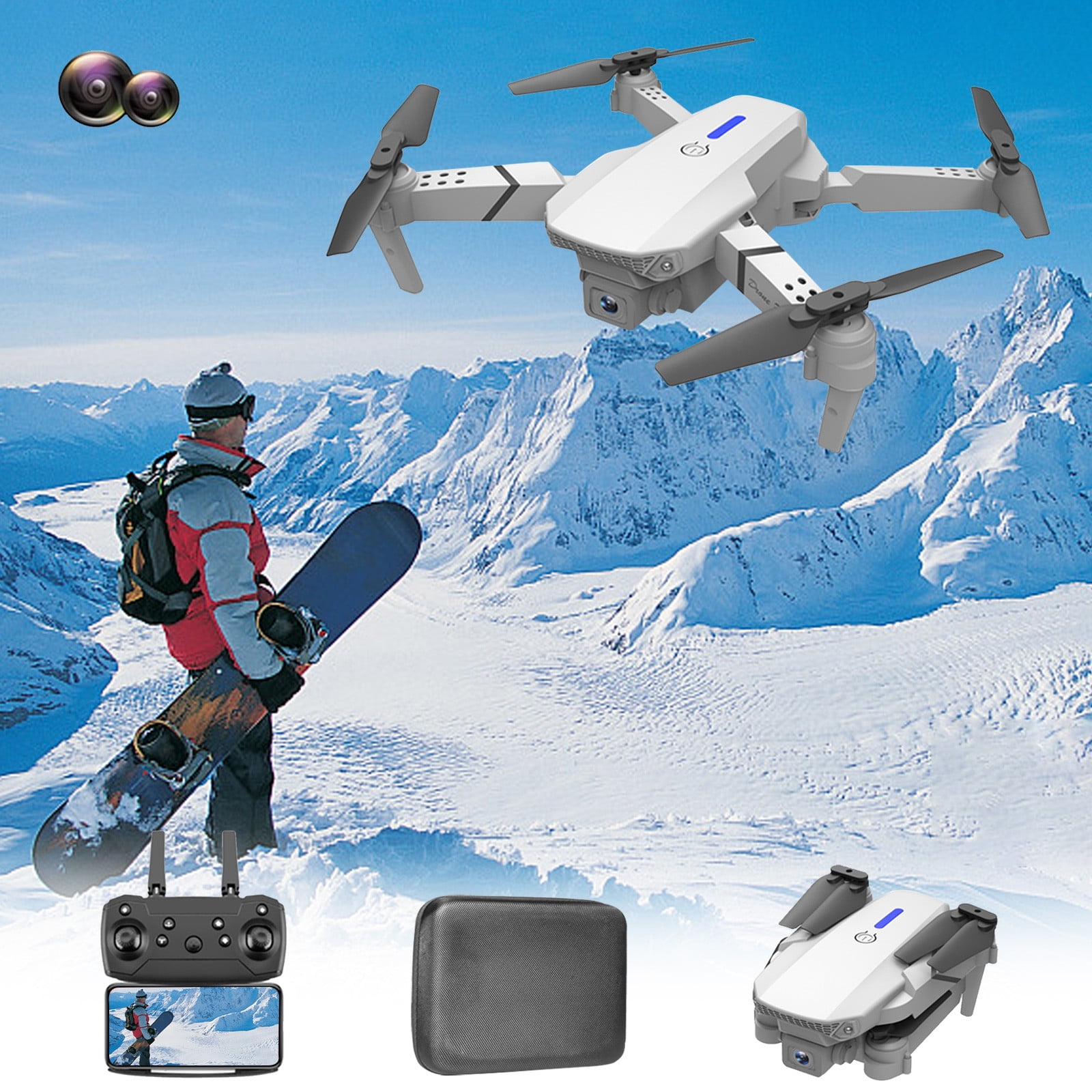 ESULOMP Drone with Dual 1080P HD FPV Camera Remote Control Toys Gifts for Boys Girls with Altitude Hold Headless Mode Key Start Speed Adjustment