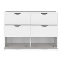 DEPOT E-SHOP Houma 4 Drawer Dresser with 2 Lower Cabinets, Drawer Chest, White