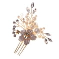 thumbnail image 1 of Moda Flor Hoja Boda Nupcial Peine Del Pelo Rhinestone Imitación Perlas Sombreros Sunnimix Peineta, 1 of 8