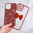 thumbnail image 4 of Compatible with iPhone 12 Pro Max Case Luxury Shiny Plating Cute 3D Bow Tie Butterfly Pattern Glitter Cover Shockproof Camera Protection Bling Case for iPhone 12 Pro Max Women Girls-Red, 4 of 13