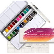 Watercolor Paint Set, 24 Vibrant Watercolors W/ 1 Blending Brush & Swatch Card, Professional Art Supplies by CreativePeak