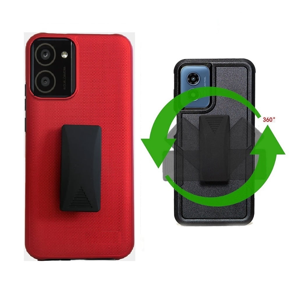 Phone Case for HMD Vibe (Straight Talk/ TracFone), Dual Layer Shockproof  360-Degree Rotating Belt Clip Case Cover with Kickstand + Tempered Glass  (Black) - Walmart.com
