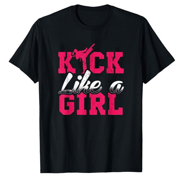 AALJY Kick Like Girl Karate Taekwondo Martial Arts Gift T-Shirt