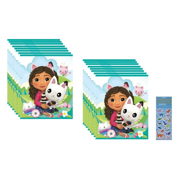 Unique Gabby's Dollhouse Party Favor Loot Bags, Plastic, 6"x 9", 16 Count