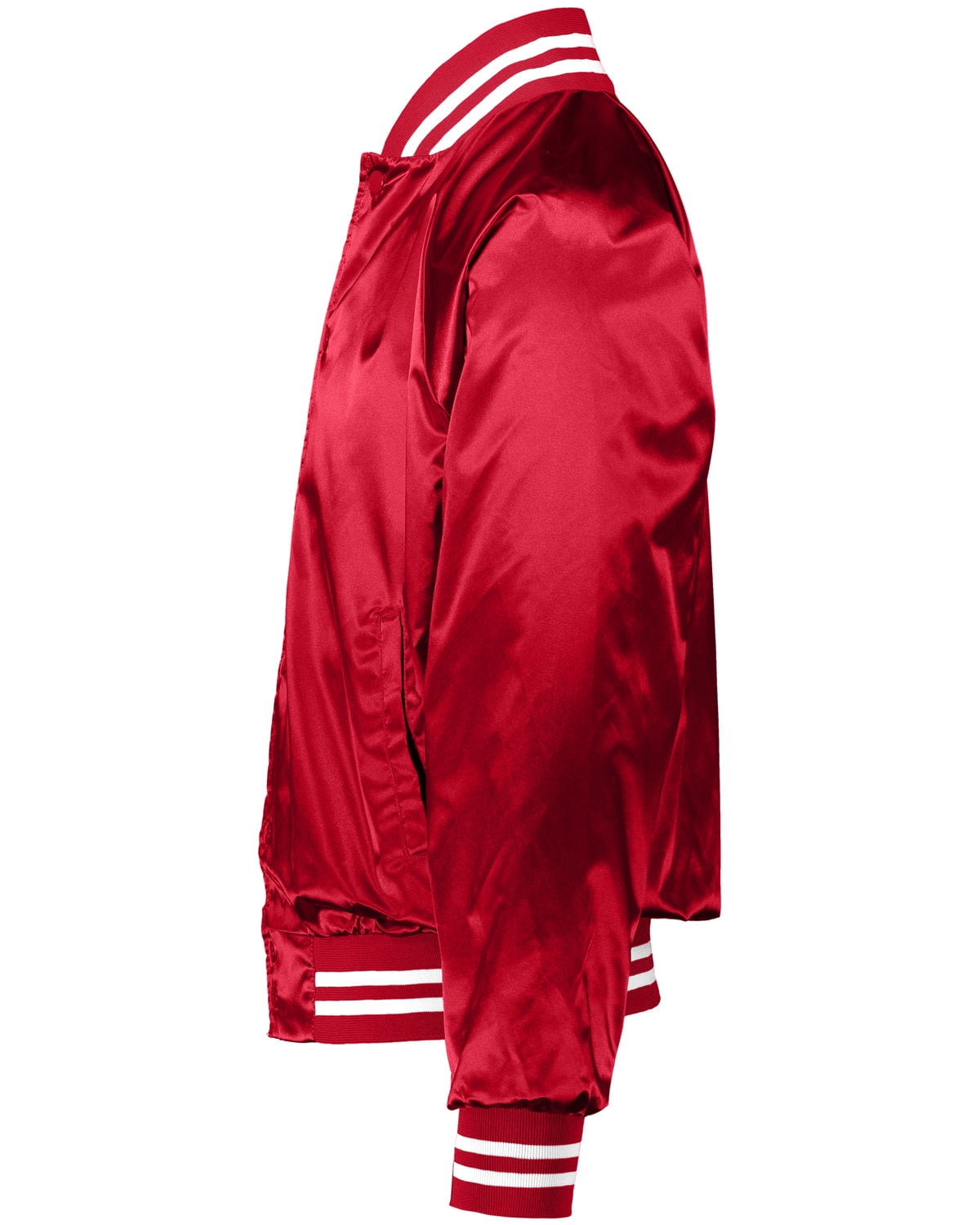 Red satin baseball jacket sale
