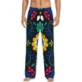 thumbnail image 2 of Lsque Colorful Mexican Flower Print Men's Pajama Pants, Lounge Pant - Comfortable Home Wear,Elastic Waistband, Stylish Design-Large, 2 of 9