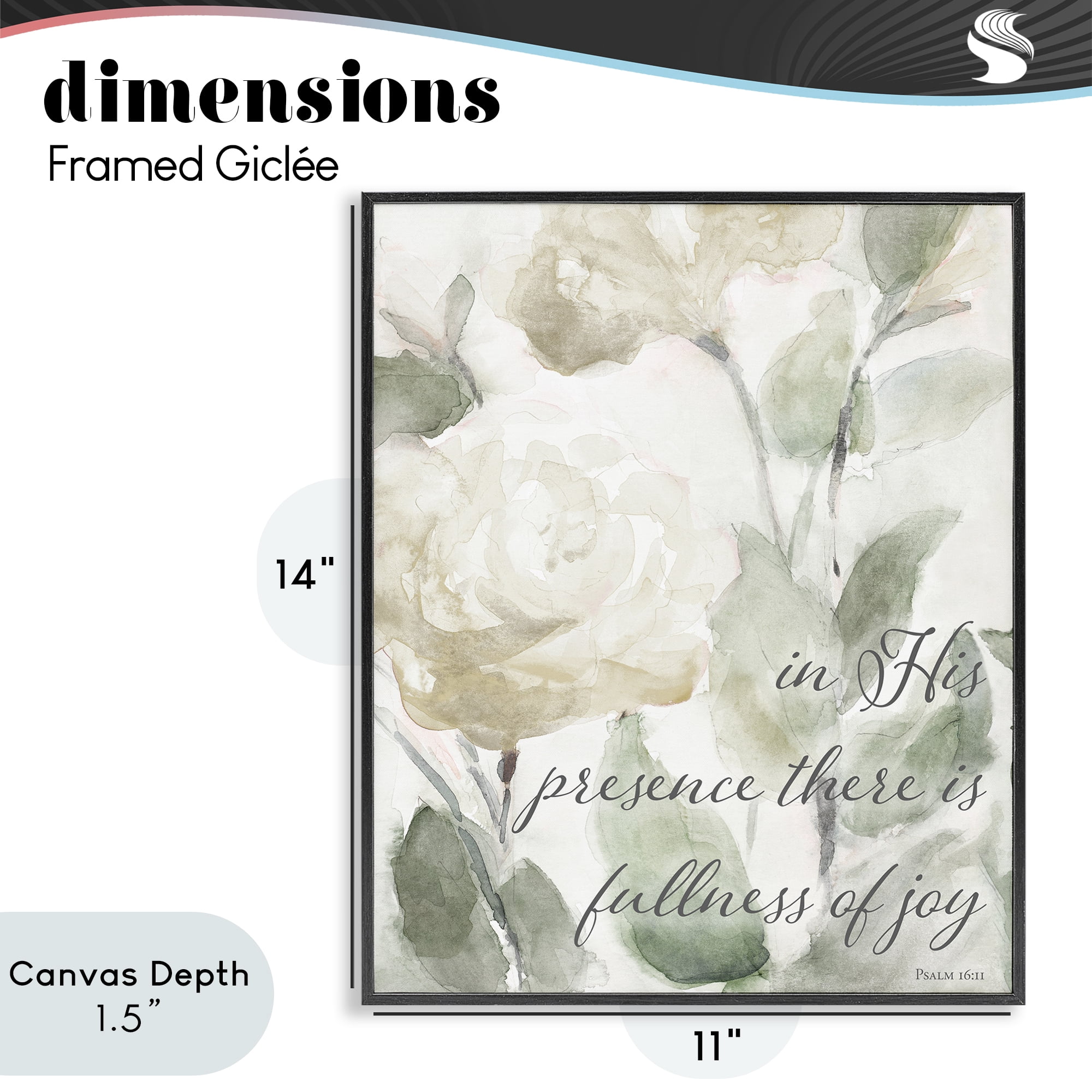 Stupell Industries His Presence Floral Scripture Black Framed Giclee Art, design by Lanie Loreth