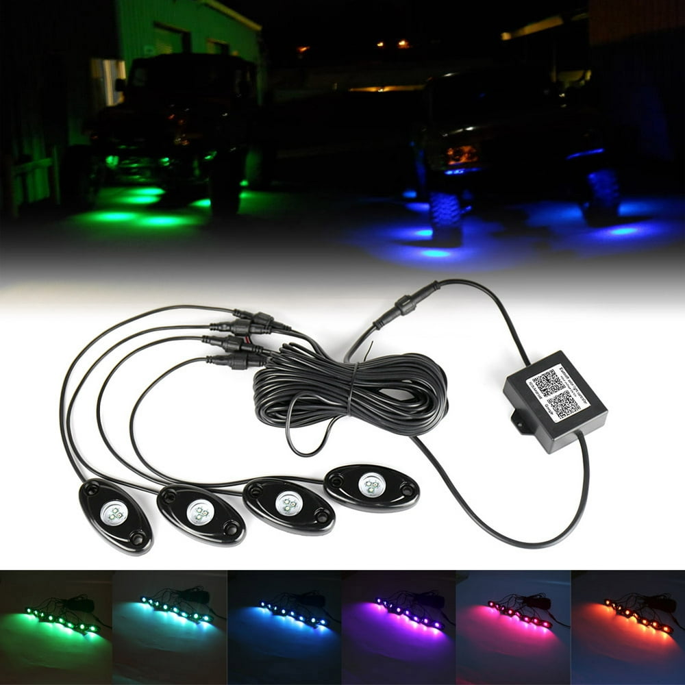 GZYF 4 Pods RGB LED Rock Light Kits Multi Color Lights for Car Truck ...