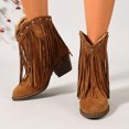 thumbnail image 2 of SACFOF Cowboy Boots for Women Ankle Western Fringe Booties Low Heel Rivet Boots, 2 of 6