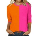 thumbnail image 2 of RXIRUCGD T-shirt Imprimé de Mode pour la Saint-Valentin pour Femme, Blouse à Manches 3/4, Col Rond, Hauts Décontractés, Orange, Taille : M, 2 of 5
