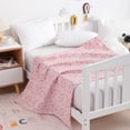 thumbnail image 2 of Ntbay 3 Layer Toddler Blanket, Muslin Cotton Jacquard Bed Blankets, Lightweight Thermal Baby Blanket, Super Soft and Warm Crib Blanket for All Seasons, Decoration Gift, 30"x40", Pink Clover, 2 of 5