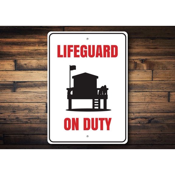 Lifeguard on Duty Novelty Sign, Metal Wall Decor - 10x14 inches
