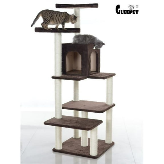 GleePet 66 in. Cat Tree GP78680721 Coffee Brown 4 Levels