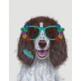 thumbnail image 2 of Fab Funky 12x14 Black Ornate Wood Framed with Double Matting Museum Art Print Titled - Springer Spaniel and Flower Glasses, 2 of 4