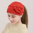 thumbnail image 2 of Yigetop Knit Hats for Women Autumn and Winter Warm Knitted Yarn Headband Hat Flower Headband Headdress Covered Headband Bonnet C One Size, 2 of 4