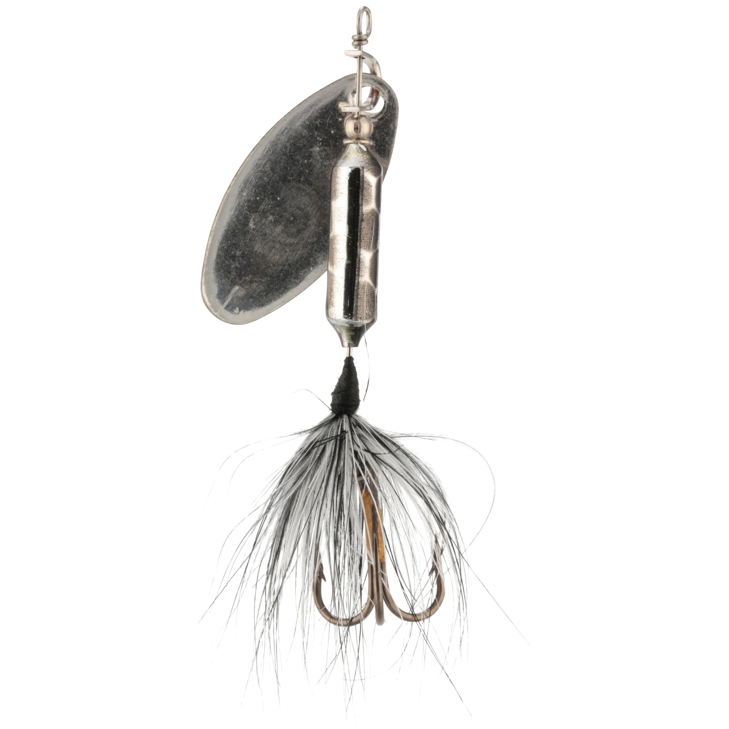 Worden's® Rooster Tail® Original Met Silver Black Lure, Inline Spinnerbait Fishing Lure, 1/8 oz. Carded Pack