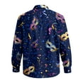 thumbnail image 4 of Fgvctg Mens Button Down Shirt Mardi Gras Carnival Party Long Sleeve Cotton Shirts Dressy Mask Print Collared Blouse Oversized Business Casual Outfits Purple 2XL, 4 of 6