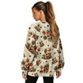 thumbnail image 6 of SCRAWLGOD Christmas Highland Cow Holly Star Print Beige Women's Casual Long Sleeve Tops Crewneck Sweatshirts Drop Shoulder Cozy Trendy Loose Fit Pullover with Pockets for Running Shopping, M, 6 of 6