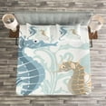 thumbnail image 3 of Ambesonne Tropical Quilted Bedspread Set 3 Pcs, Fishes in Soft Tones, Queen Size, Blue Cream, 3 of 3