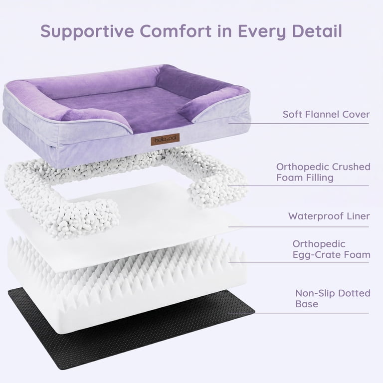 Bella & Pal Orthopedic Dog Bed, Purple, Medium photo 6