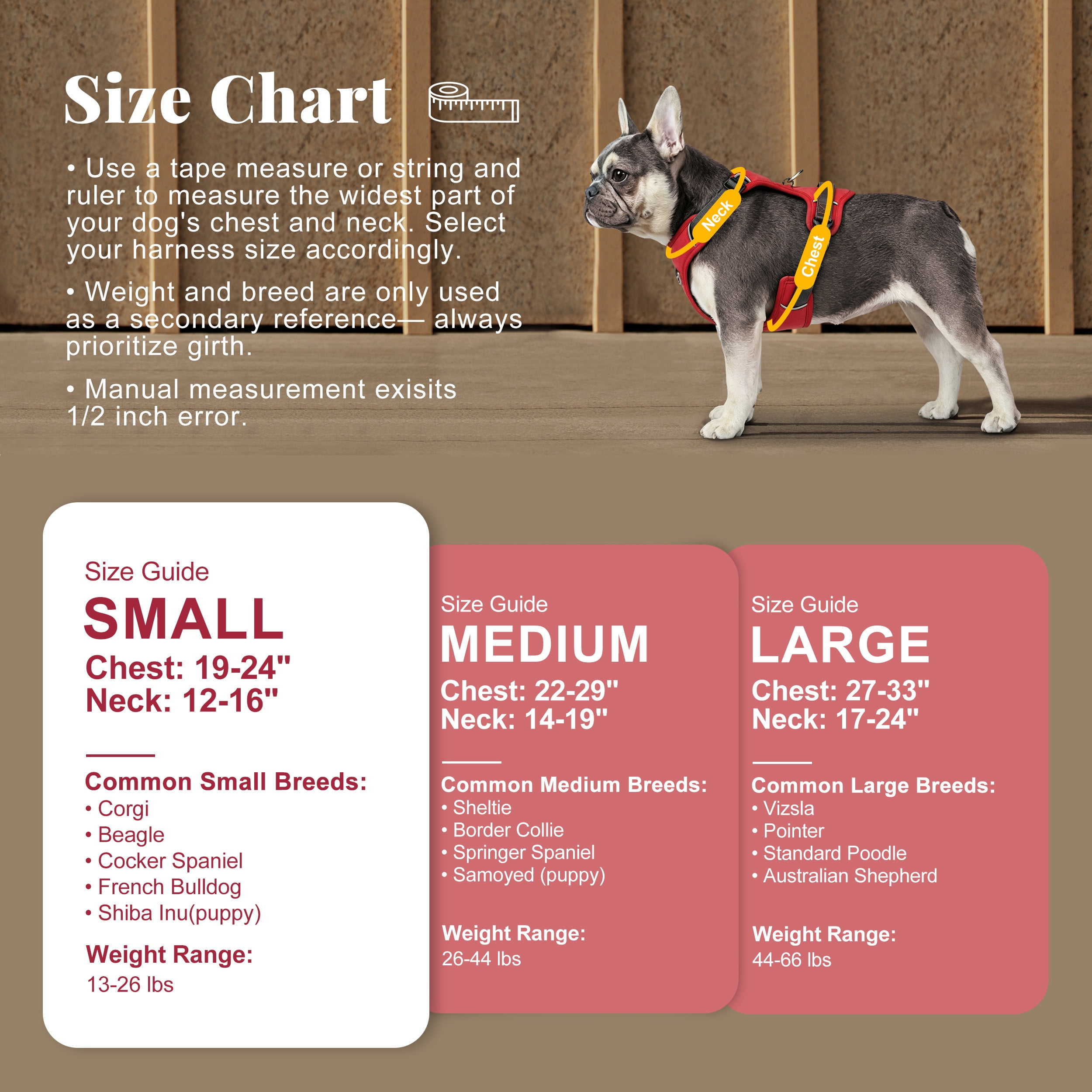 Pet Artist Vintage Dog Harness No Pull Dog Vest Harness with Easy Control Handle, PU Leather,Breathable Padded Dog Chest Harness Adjustable for Small Dogs,Red,S