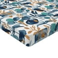 thumbnail image 4 of Ambesonne Botanical Fitted Sheet, Blooming Leaves Branches, California King, Slate Blue Seafoam Amber, 4 of 5