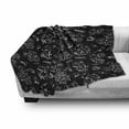 thumbnail image 3 of Botanical Soft Flannel Fleece Blanket, Scribbled Hand Drawn Garden Elements Butterflies Insects and Flowers, Cozy Plush for Indoor and Outdoor Use, 60" x 80", Charcoal Grey and White, by Ambesonne, 3 of 6