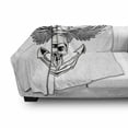 thumbnail image 3 of Anchor Soft Flannel Fleece Throw Blanket, Skull with Anchor and Eagle Wings Freedom Devil Sea Hunter Skeleton Myth Graphic, Cozy Plush for Indoor and Outdoor Use, 60" x 80", Grey White, by Ambesonne, 3 of 6