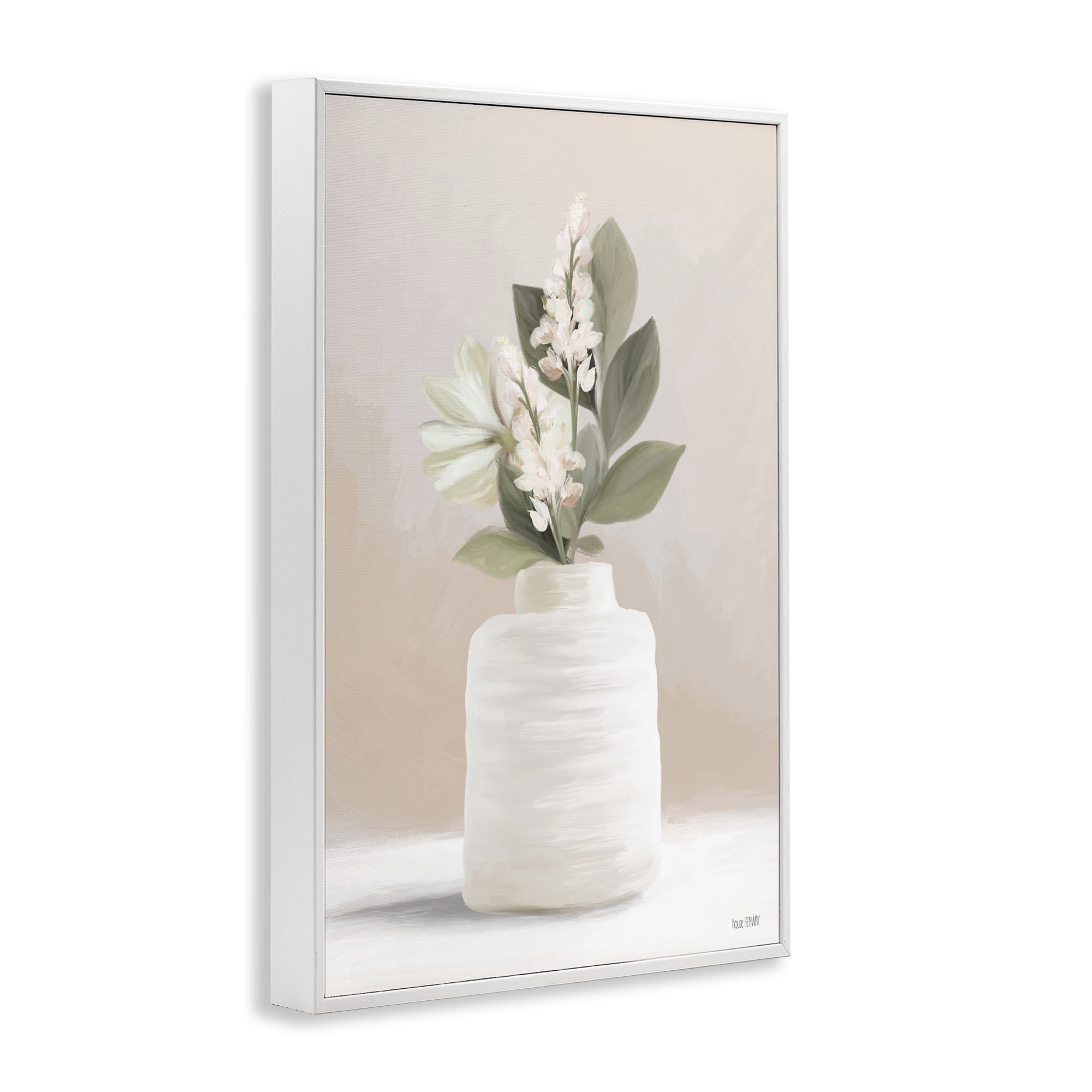 Stupell Industries Simple Potted Herb Botanical & Floral Painting White Framed Art Print Wall Art, 12 x 18