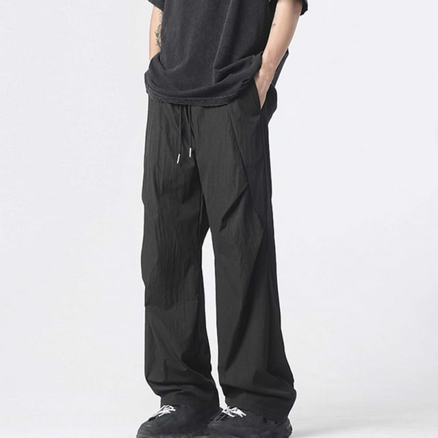 Clearance under 10!Ofreoo Men's Solid-Color Loose Casual Pocket Functional Drawstring Work Pants Full Length Pants on Clearance Black XXL