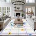 thumbnail image 3 of 8'x10' Area Rugs, Watercolor Easter Indoor Outdoor Area Rug for Living Room Bedroom, Cute Rabbits Flower Wreath Eggs Bow Plaid Washable Bathroom Rugs Kitchen Floor Carpet Mats Home Decor Aesthetic, 3 of 8