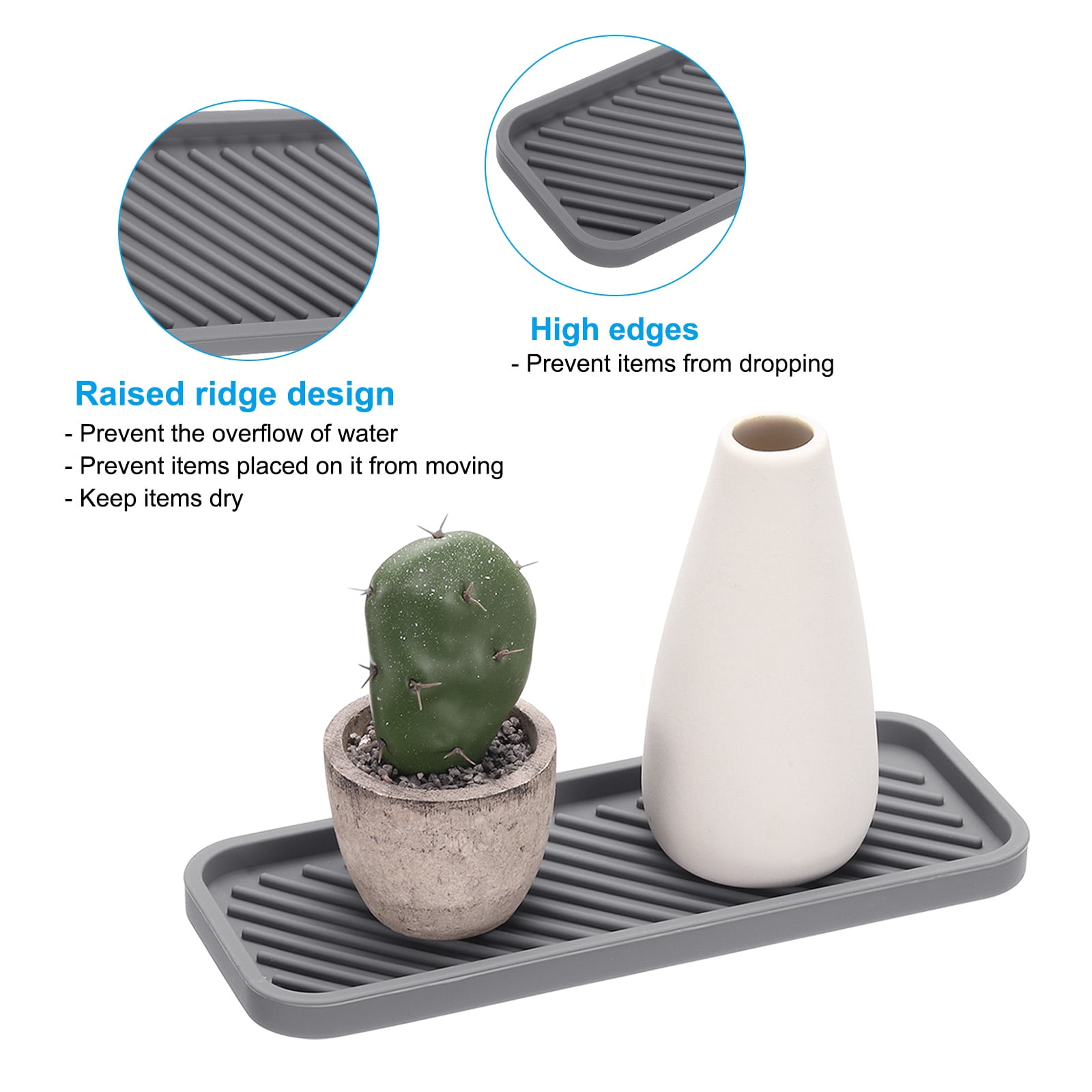 Unique Bargains Silicone Soap Tray Dispenser Jewelry Organizer Grey