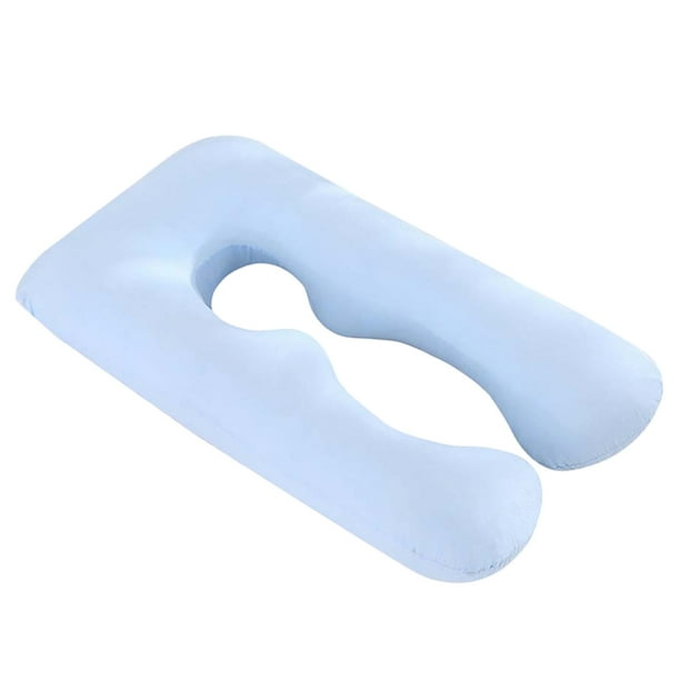 funda de almohada de apoyo para embarazadas, en forma de U, para dormir, con cojín para brazos y cuerpo, para el embarazo (azul cielo)