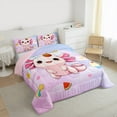 thumbnail image 3 of Manfei Cute Cartoon Salamander King Size Comforter Sets,Rainbow Watermelon Cake Bedding Comforter Set,Pink Kawaii Axolotl Bedding Set For Girl Kids,Super Cozy Room Decor Reversible,3pcs, 3 of 8