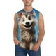 thumbnail image 1 of Fotbe Blue Sky Cute Wolf Men's Camiseta sin Mangas Estampada para Hombres, Playera Casual para Gimnasio, Entrenamiento, Playa-Medium, 1 of 7