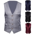 thumbnail image 3 of Flmtop Plus Size Formal Men Solid Color Suit Vest Single Breasted Business Waistcoat, 3 of 8