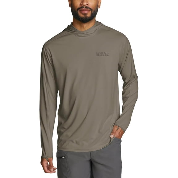 Eddie Bauer Men’s UPF 50 Performance Hoodie - Lightweight Regular Fit - Moisture Wicking (Brown, Small)