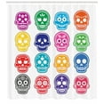thumbnail image 3 of Ambesonne Sugar Skull Shower Curtain, Cartoon Style Skull, 69"Wx70"L, Multicolor, 3 of 3