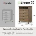 thumbnail image 2 of Furniture of America Jares Adult Modern 5-Drawer Solid Wood Vertical Dresser, Rustic Oak, 2 of 13