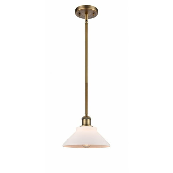 516-1S-BB-G131-LED-Innovations Lighting-Orwell-3.5W 1 LED Pendant in Industrial Style-8.38 Inches Wide by 8 Inches High Brushed Brass Finish with
