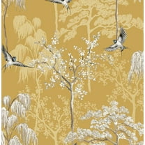 NextWall Arthouse Bird Garden Peel and Stick Wallpaper 20.5 in. W x 18 ft. L - Ochre