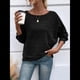 thumbnail image 4 of Blusas de Larga Suaves para Mujer, Cuello Redondo, Estilo Jersey, Estilo Informal de Negocios, de Punto con Mangas Murciélago, Conjuntos Oversize 2025 Negro M, 4 of 9