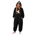 thumbnail image 2 of Matching Halloween Pumpkin Onesie Costume for Couple, Flannel Hooded Pumpkin Pajamas with Flying Ghost and Broom Print, Halloween Pajamas for Adults, Oversized Jumpsuit Loungewear for Trick or Treat, 2 of 9