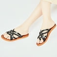 thumbnail image 5 of Ataiwee Women's Flat Slide Sandals - Casual Comfort Braided Multiple Cross Pinstripe Flat Summer Sandals., 5 of 7