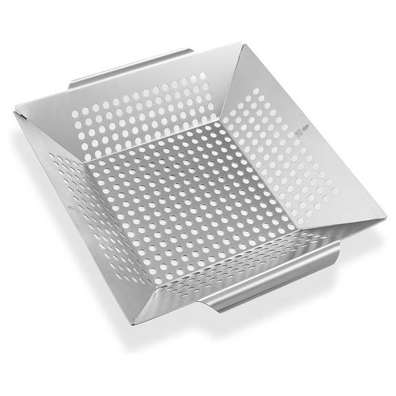 CintBllTer BBQ Vegetable Grilling Basket - Stainless Steel Barbecue Wok Pan Tray