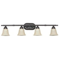 Sunset Lighting F3654-80 Four Light Bath Bar, Bright Satin Nickel Finish with Faux Alabaster Glass