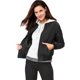thumbnail image 3 of Chaqueta bomber acolchada con cremallera y mangas largas raglán para mujer con bolsillos Negro M, 3 of 6