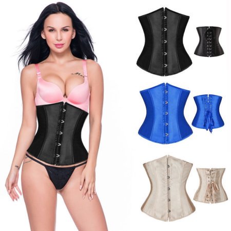 MISS MOLY Women's Lace Up Boned Corset Jacquard Brocade Waist Training Underbust Beige 5XL