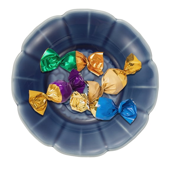 Uxcell Porcelain Serving Dish 4.25'' Small Ceramic Candy Plate with Lotus Pattern Petal Shape Decorative Bowl Dark Blue